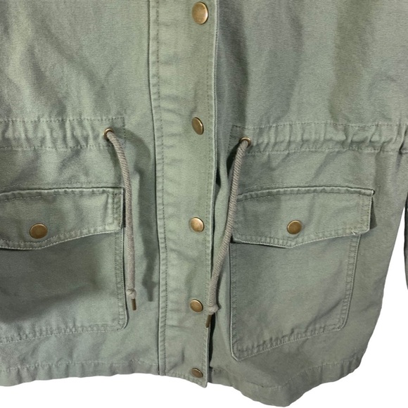 Forever 21 Women's Army Green Cotton Jacket with Draw String Waist 2 pockets SM - Picture 5 of 12